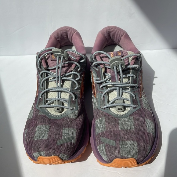Brooks Women's Ghost 12 Purple Gray Plaid Sneakers 7 - Picture 2 of 11